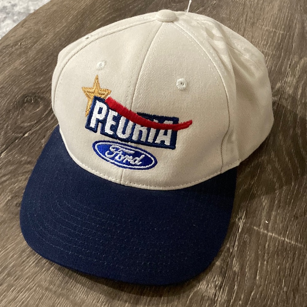 VINTAGE PORT AUTHORITY PEORIA FORD CAR DEALERSHIP ADJUSTABLE BASEBALL CAP HAT!
